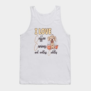 I Love Coffee Canines and Cuddles Yorkshire Terrier Owner Funny Tank Top